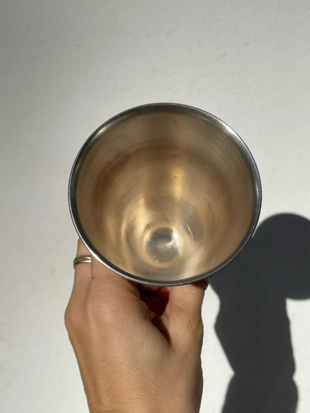 6 coupes coniques en métal argenté poinçonné / verres à pied art déco