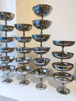 27 coupes en acier chromé inoxydable