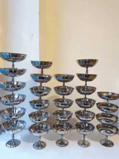 27 coupes en acier chromé inoxydable