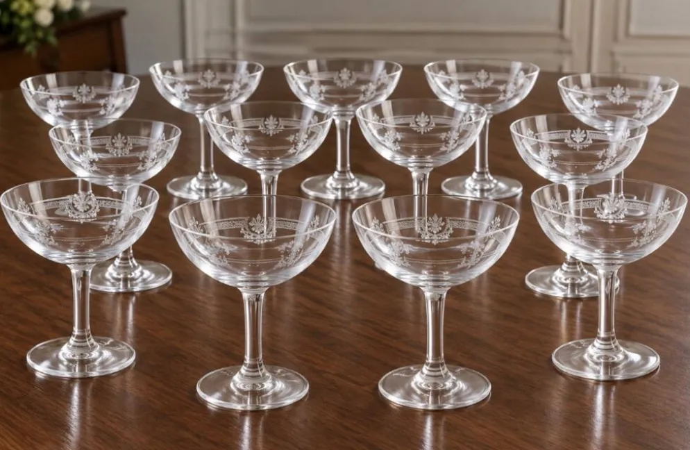 12 coupes en cristal de Saint-Louis Modèle « Manon » circa