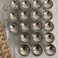 Coupes à glace en inox et cuillères,années 60-70 ,Boîtes d'origine