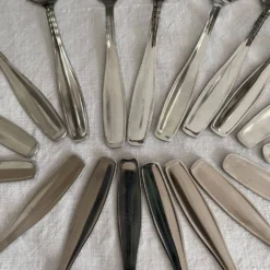 Coupes à glace en inox et cuillères,années 60-70 ,Boîtes d'origine