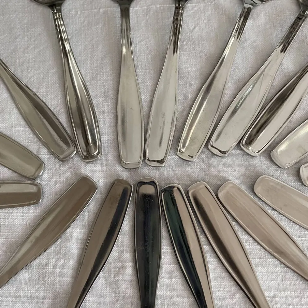 Coupes à glace en inox et cuillères,années 60-70 ,Boîtes d'origine