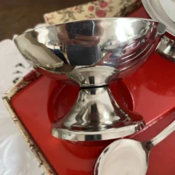 Coupes à glace en inox et cuillères,années 60-70 ,Boîtes d'origine