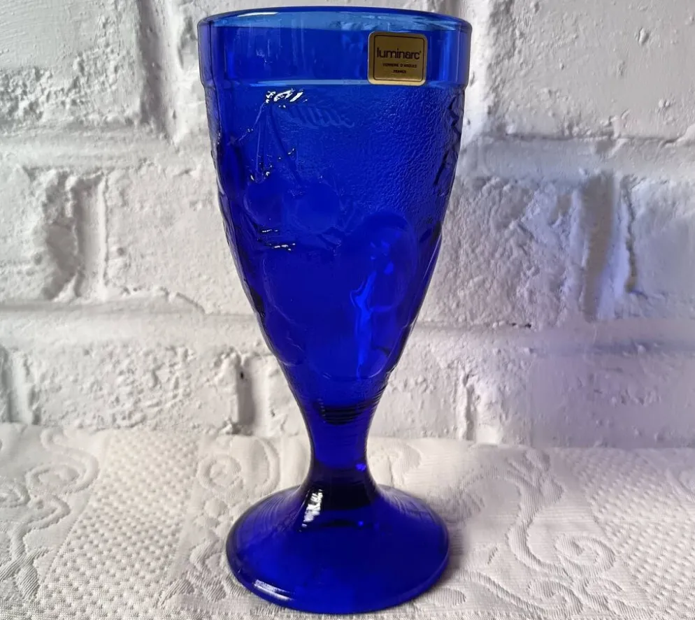 6 coupes à glace vintage Luminarc France bleu cobalt modèle "gourmande"