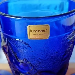 6 coupes à glace vintage Luminarc France bleu cobalt modèle