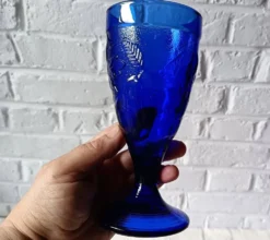 6 coupes à glace vintage Luminarc France bleu cobalt modèle