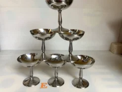 6 coupes à pied avec frise argenté en métal à glace