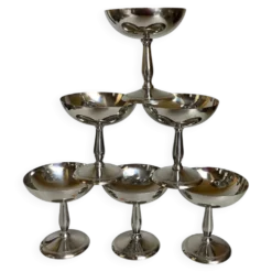 6 coupes à pied avec frise argenté en métal à glace