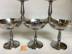 6 coupes à pied avec frise argenté en métal à glace