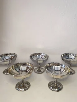 5 coupes à sorbet vintage en acier chromé inoxydable