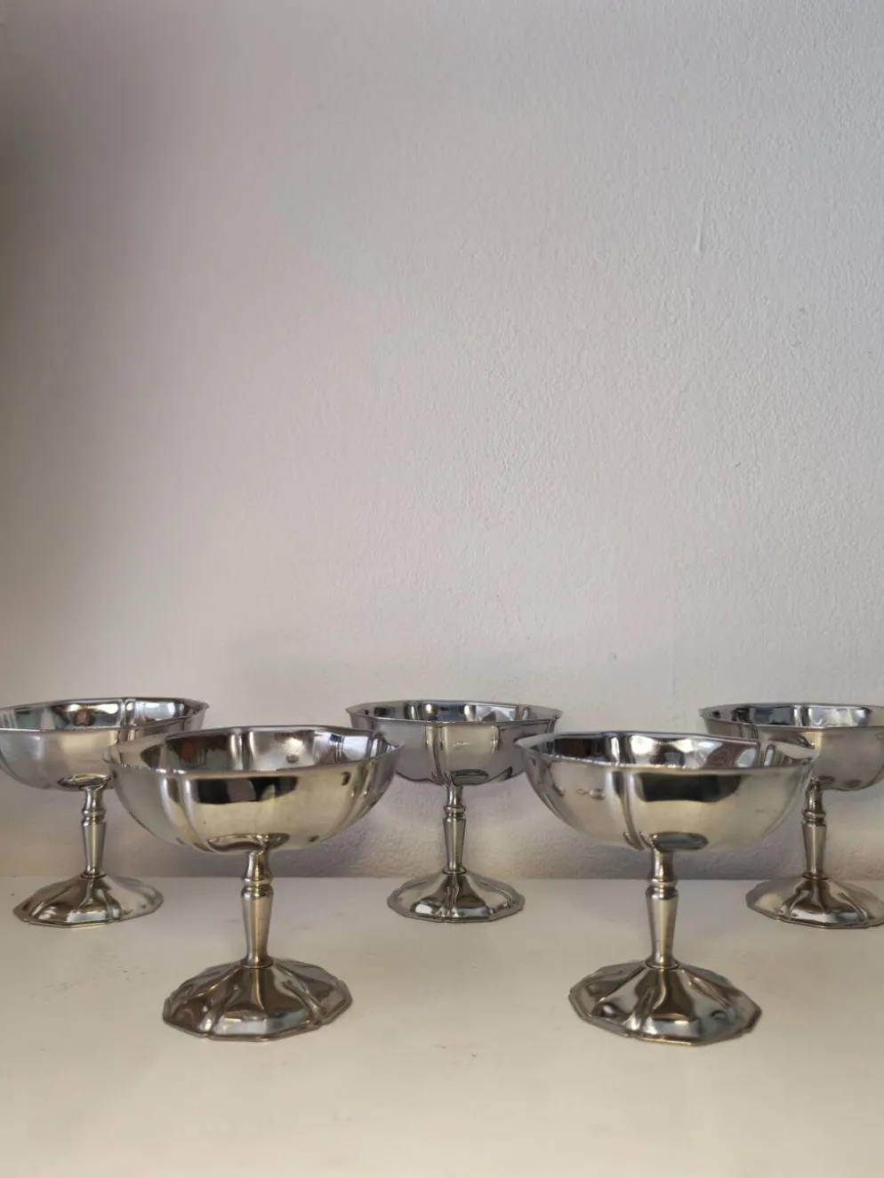 5 coupes à sorbet vintage en acier chromé inoxydable