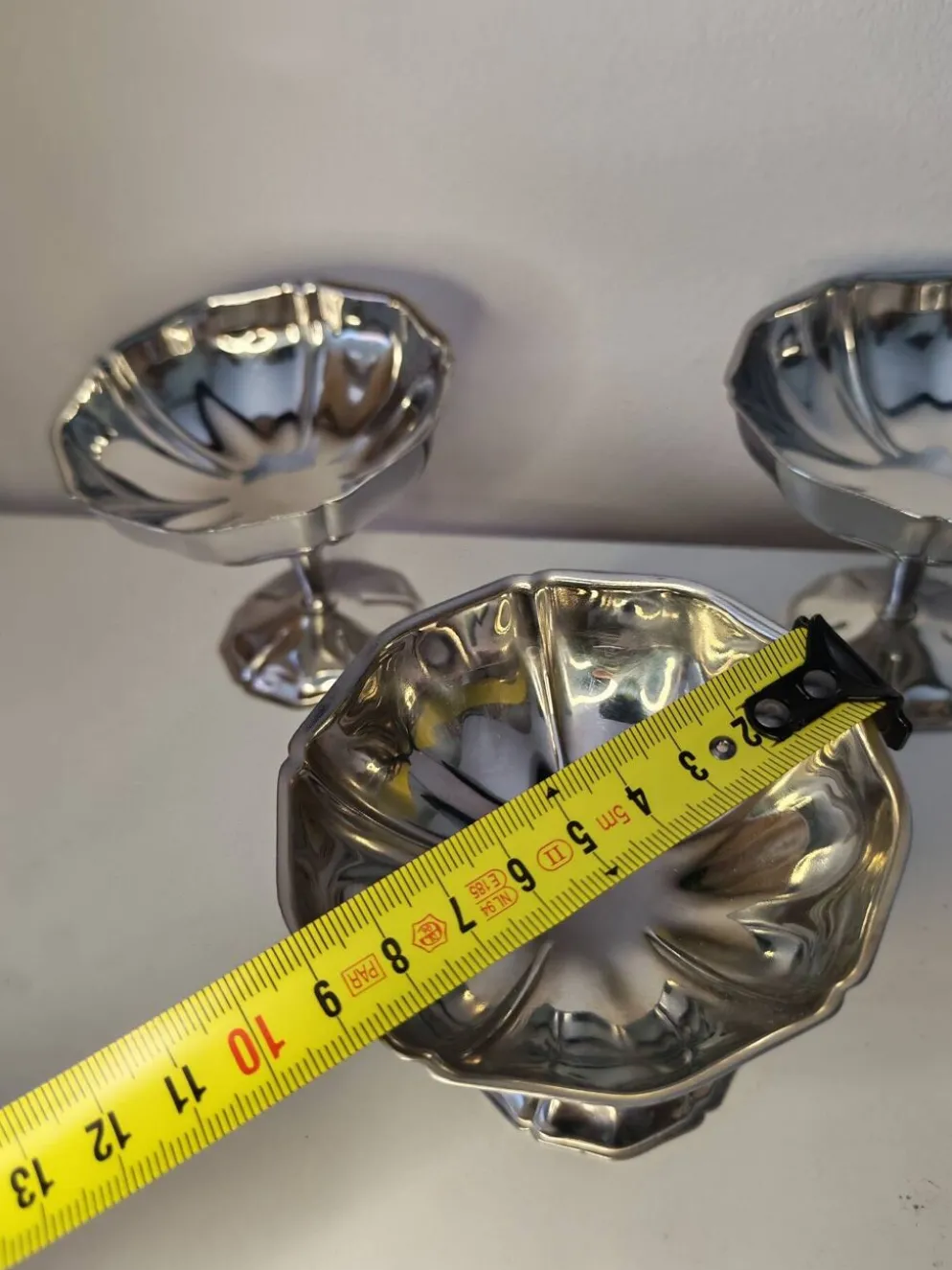 5 coupes à sorbet vintage en acier chromé inoxydable