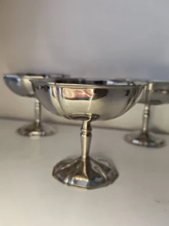 5 coupes à sorbet vintage en acier chromé inoxydable