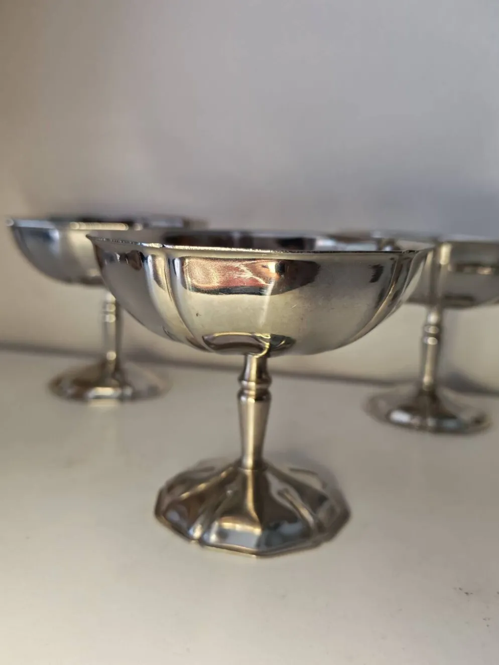 5 coupes à sorbet vintage en acier chromé inoxydable