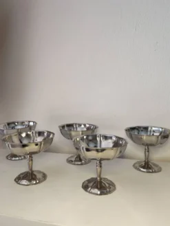 5 coupes à sorbet vintage en acier chromé inoxydable