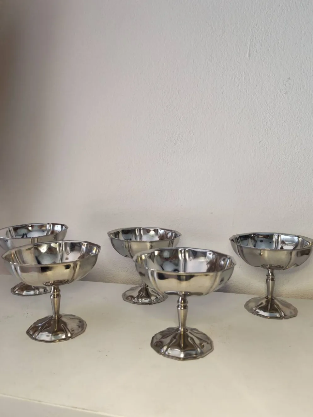 5 coupes à sorbet vintage en acier chromé inoxydable