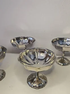 5 coupes à sorbet vintage en acier chromé inoxydable