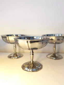 6 coupes à sorbet vintage en acier chromé inoxydable