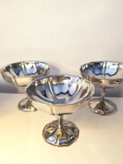 6 coupes à sorbet vintage en acier chromé inoxydable