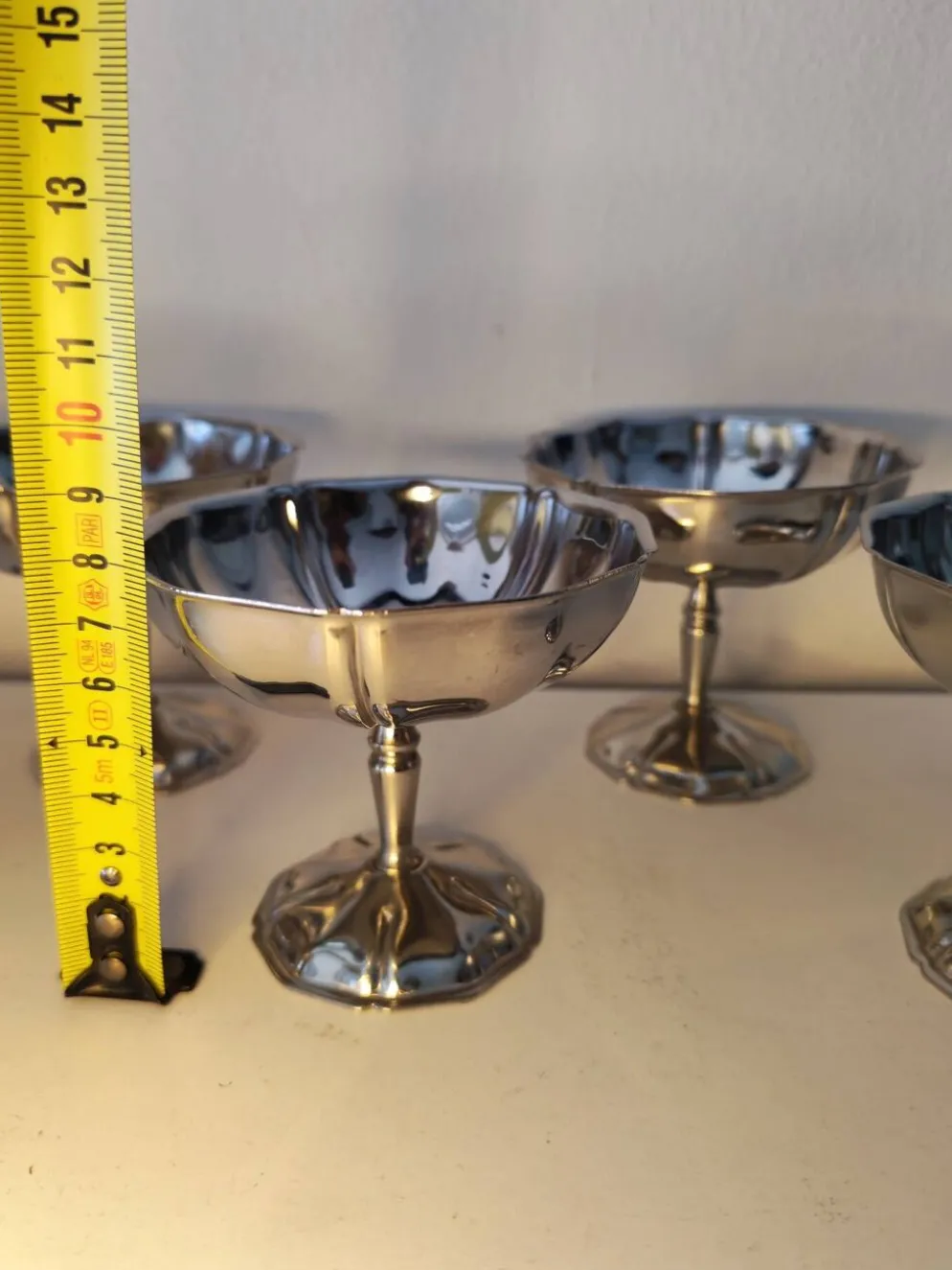 6 coupes à sorbet vintage en acier chromé inoxydable