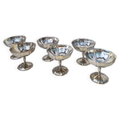 6 coupes à sorbet vintage en acier chromé inoxydable