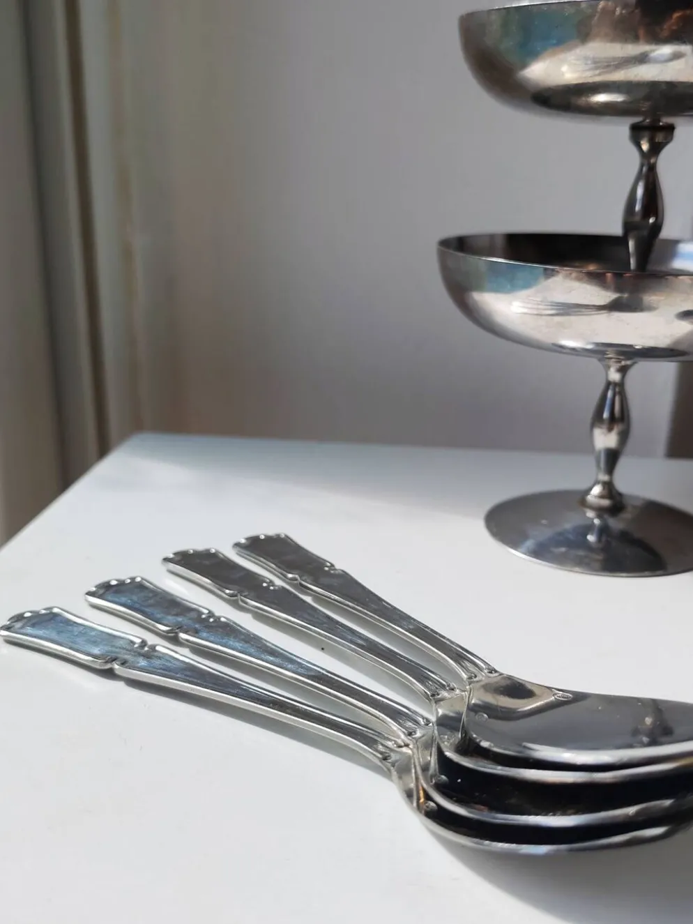 4 coupes à sorbet vintage en acier chromé inoxydable