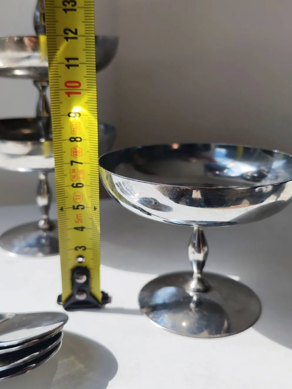 4 coupes à sorbet vintage en acier chromé inoxydable