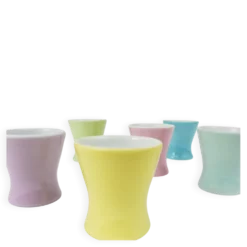 6 Coupes à œufs en porcelaine marguerite pastel milieu du siècle, Lilien, Autriche, années 1950