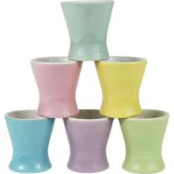 6 Coupes à œufs en porcelaine marguerite pastel milieu du siècle, Lilien, Autriche, années 1950