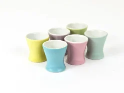 6 Coupes à œufs en porcelaine marguerite pastel milieu du siècle, Lilien, Autriche, années 1950
