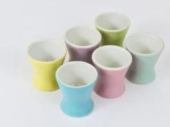 6 Coupes à œufs en porcelaine marguerite pastel milieu du siècle, Lilien, Autriche, années 1950