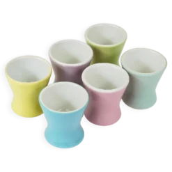 6 Coupes à œufs en porcelaine marguerite pastel milieu du siècle, Lilien, Autriche, années 1950