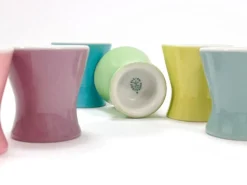 6 Coupes à œufs en porcelaine marguerite pastel milieu du siècle, Lilien, Autriche, années 1950