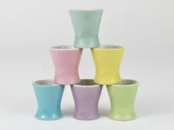 6 Coupes à œufs en porcelaine marguerite pastel milieu du siècle, Lilien, Autriche, années 1950