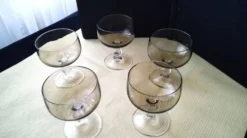 5 Coupes Vintage en verre fumée Années 70