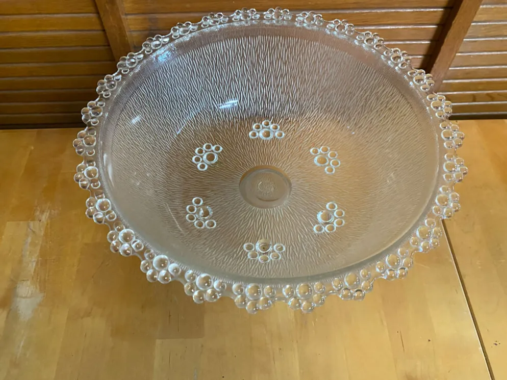 Coupe + 8 tasses masserini barocco verre moulé rang de perles vintage
