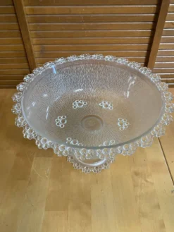 Coupe + 8 tasses masserini barocco verre moulé rang de perles vintage