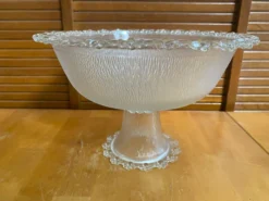 Coupe + 8 tasses masserini barocco verre moulé rang de perles vintage