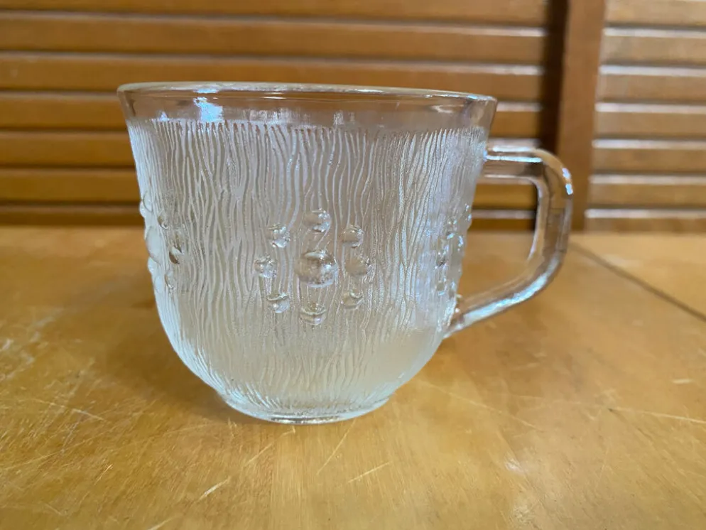 Coupe + 8 tasses masserini barocco verre moulé rang de perles vintage