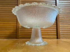 Coupe + 8 tasses masserini barocco verre moulé rang de perles vintage