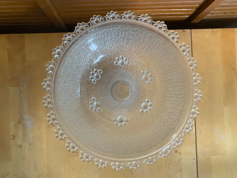 Coupe + 8 tasses masserini barocco verre moulé rang de perles vintage