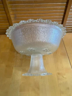Coupe + 8 tasses masserini barocco verre moulé rang de perles vintage