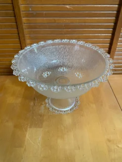Coupe + 8 tasses masserini barocco verre moulé rang de perles vintage