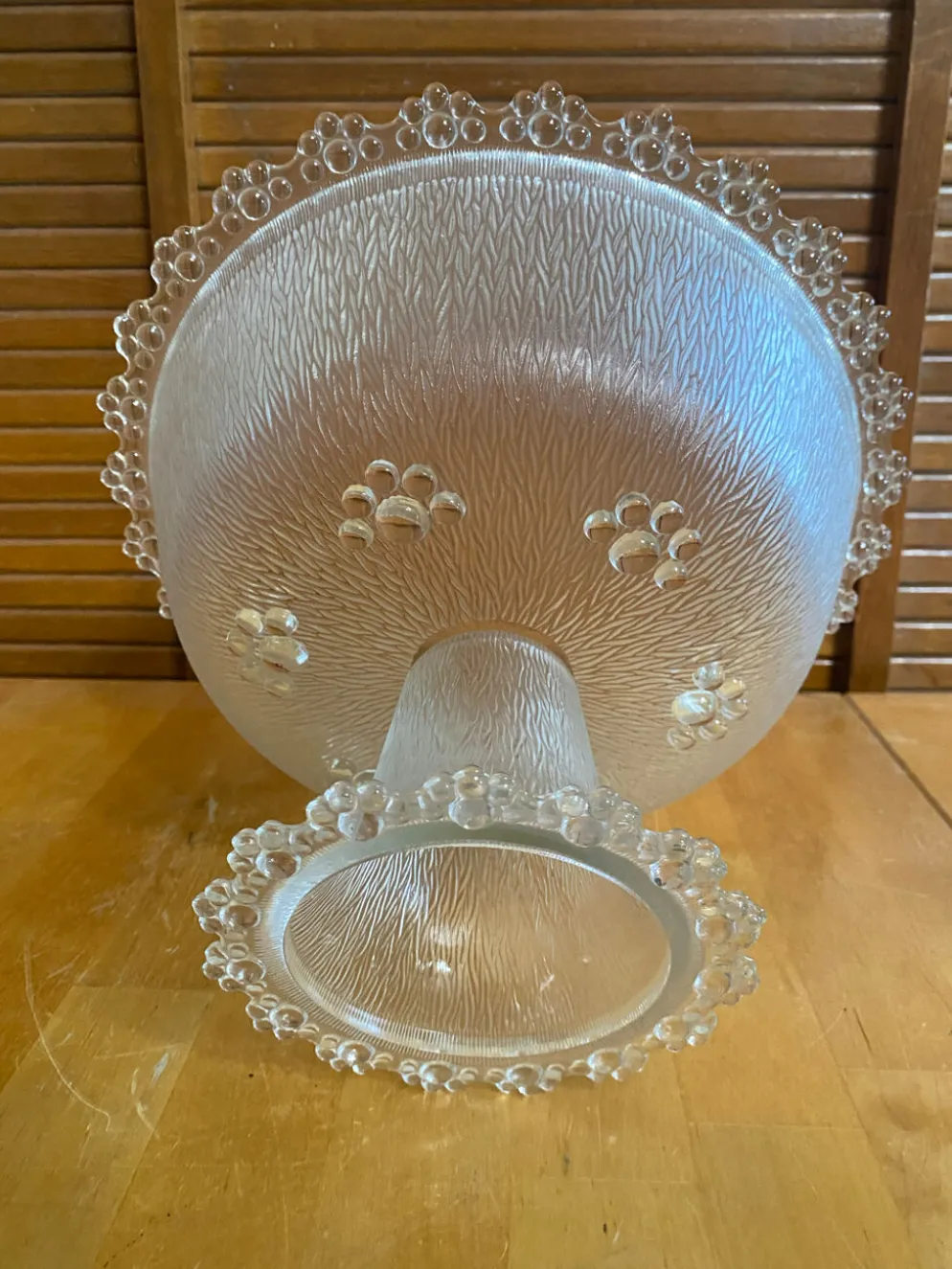 Coupe + 8 tasses masserini barocco verre moulé rang de perles vintage