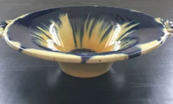 Coupe Vallauris flammée jaune et bleu