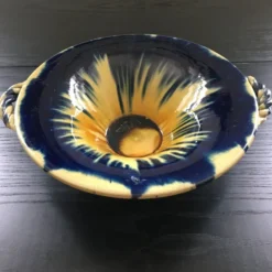 Coupe Vallauris flammée jaune et bleu