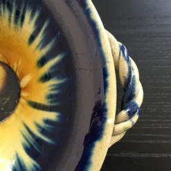 Coupe Vallauris flammée jaune et bleu