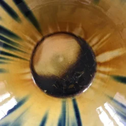 Coupe Vallauris flammée jaune et bleu