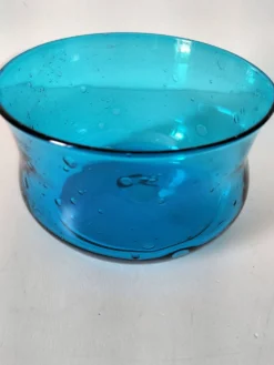 Coupe vintage en verre bullé bleu turquoise